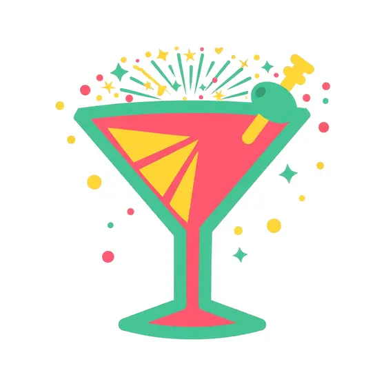 Coral Martini Glass With Olive Pick