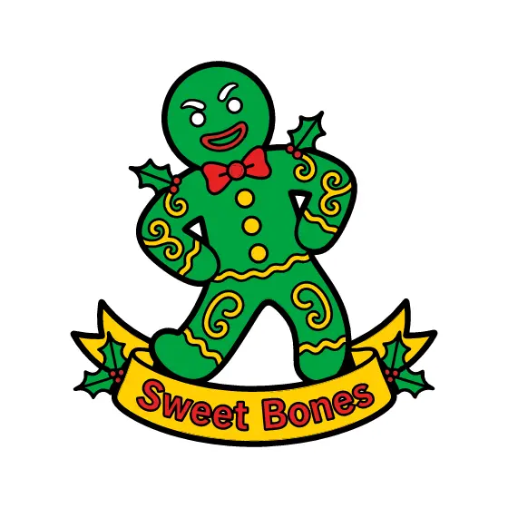 Green Gingerbread Man With Red Bow Tie