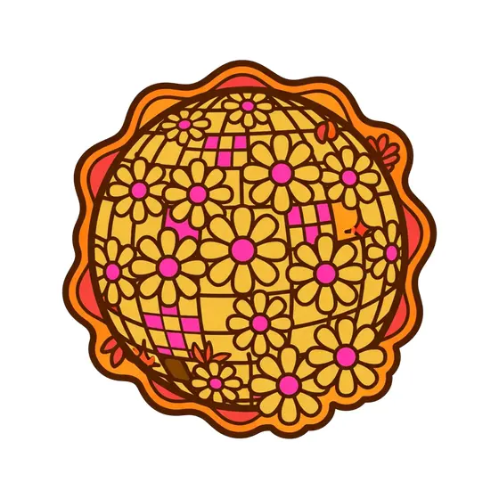 Daisy Disco Ball Sticker in Mustard
