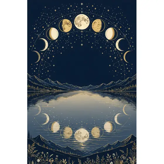 Gold Moon Phases Arc Over Lake