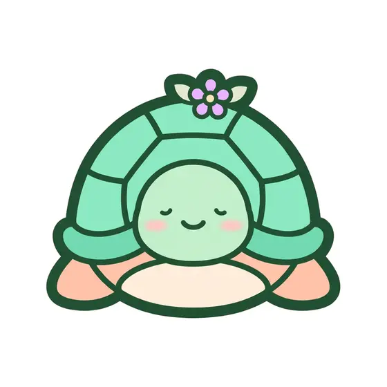 Sleepy Mint Turtle With Flower