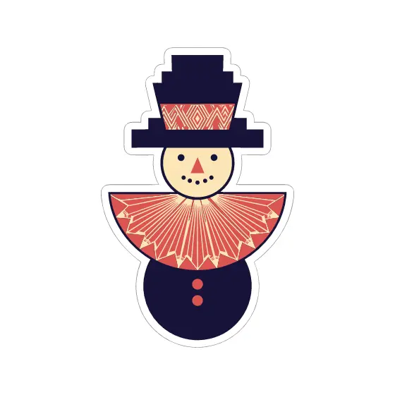 Coral Ruffle Snowman in Navy Hat