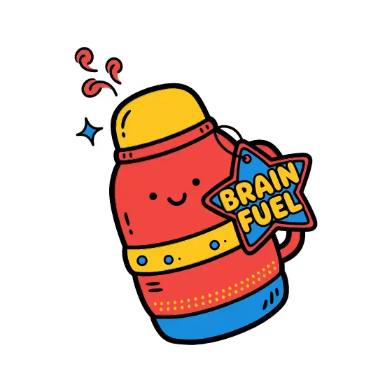 Red Thermos With Blue Brain Fuel Badge