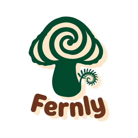 Swirl Mushroom With Fern Frond