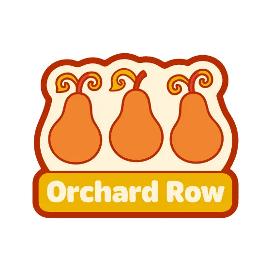 Three Orange Pears With Curly Stems