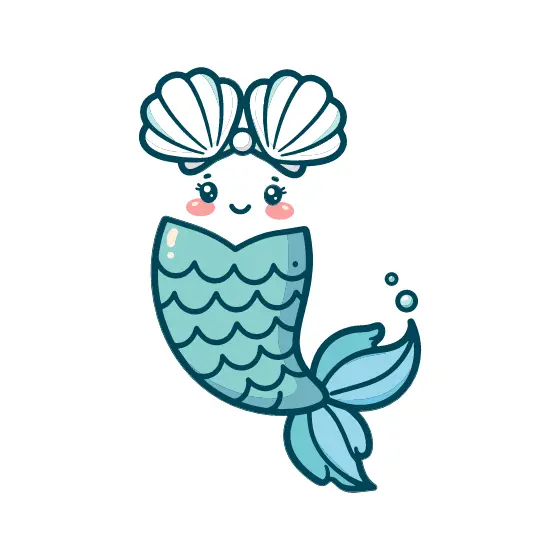 Kawaii Mermaid Tail With Shell Crown