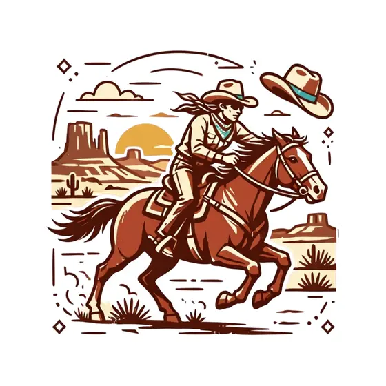 Western Rider With Flying Hat