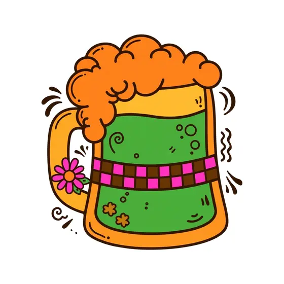 Bright Green Ale Mug With Pink Checks