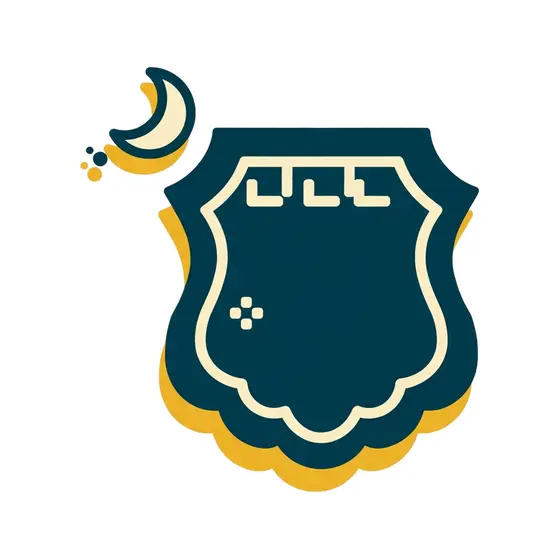 Outlined Scalloped Shield With Crescent