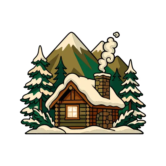 Snowy Mountain Cabin With Pines