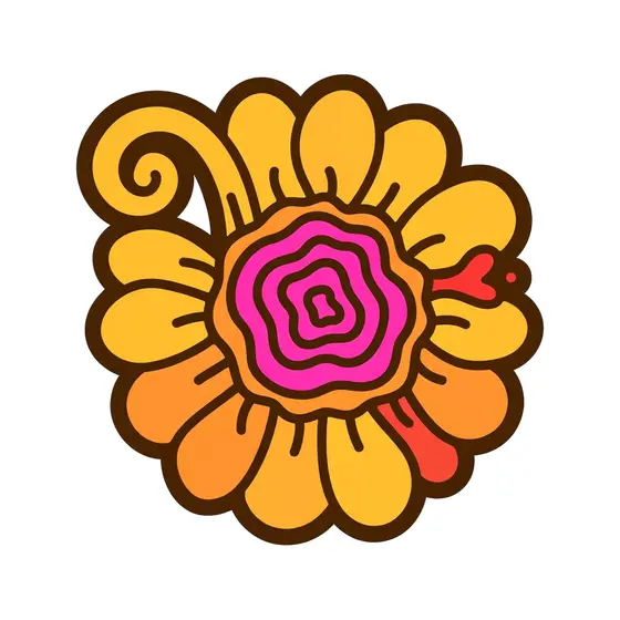 Daisy With Curl And Red Accent