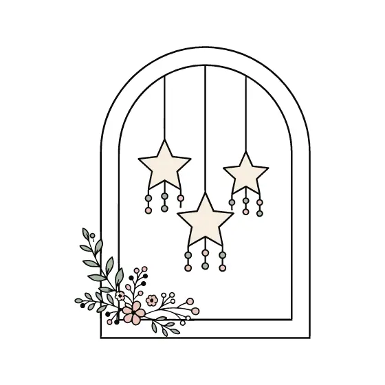 Cream Star Mobile in Tall Window