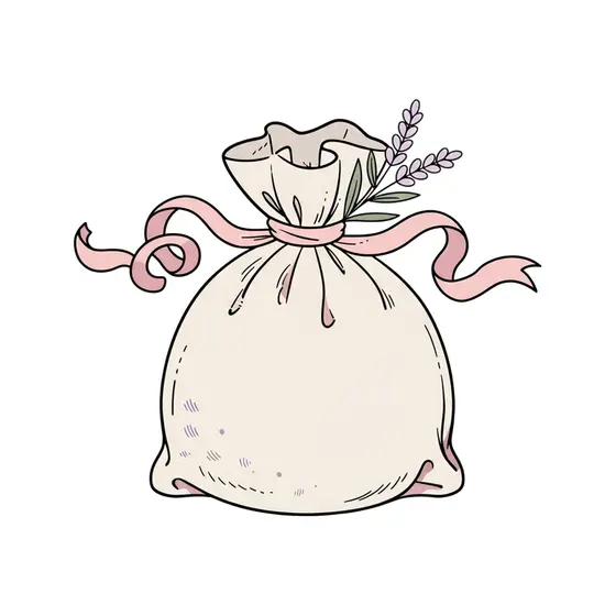 Lavender Pouch With Long Ribbon Tails