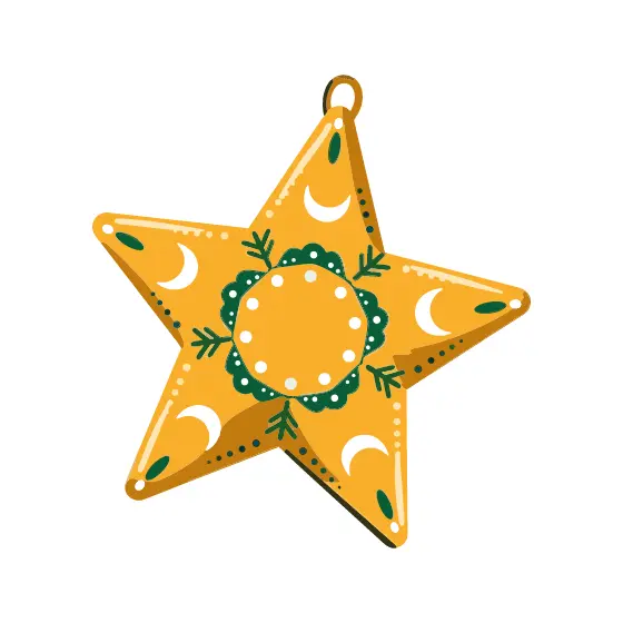 Crescent Moon Star With Lace Medallion