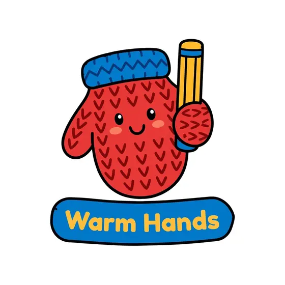 Red Knitted Mitten Holding Pencil