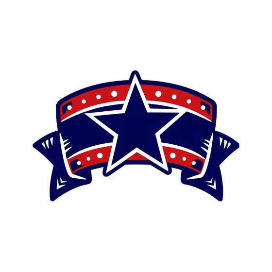 Navy Star Ribbon Banner With Red Dots