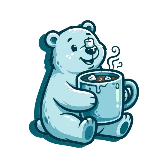 Side-View Polar Bear Sipping Cocoa
