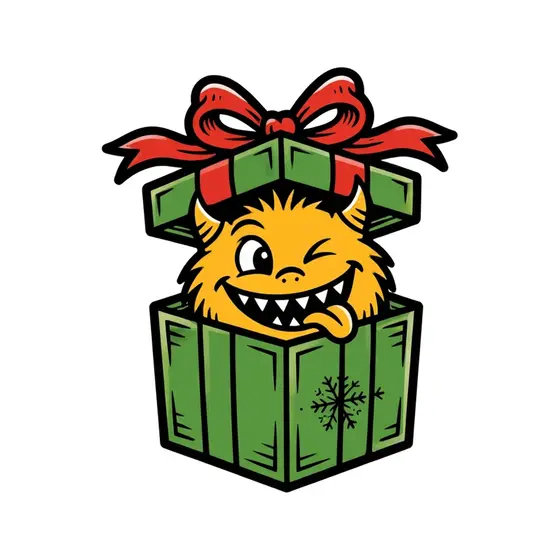 Winking Monster Peeking From Green Box