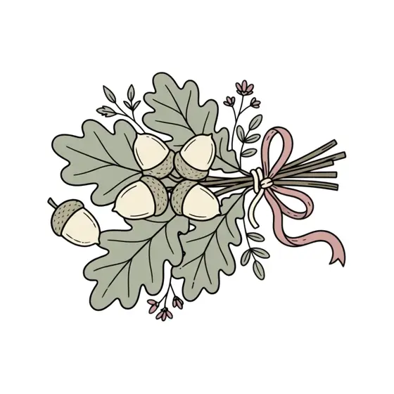 Four Acorn Cluster on Oak Sprigs