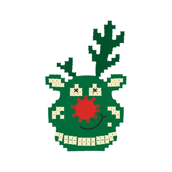 Wide-Eyed Green Reindeer With Smile