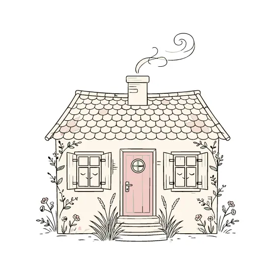 Blush Door Seaside Cottage Line Art