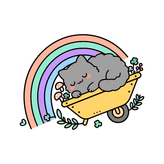 Mushroom and Clover Cat Wheelbarrow