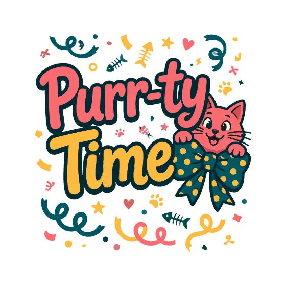 Purr-ty Time Coral Cat Polka Bow