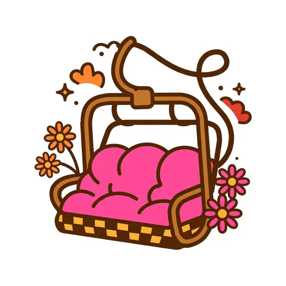 Pink Cushioned Ski Lift Chair