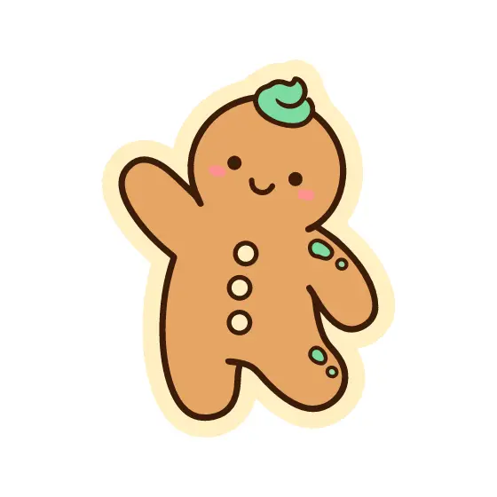 Kawaii Gingerbread Man With Mint Icing