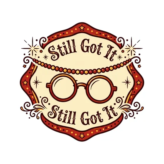 Glasses Badge With Top And Bottom Text