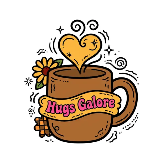 Brown Mug With Pink Hugs Banner