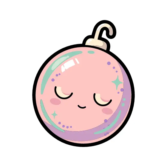 Sleepy Pink Bauble Sticker With Hook