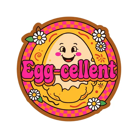 Egg-cellent Grinning Egg Pink Badge