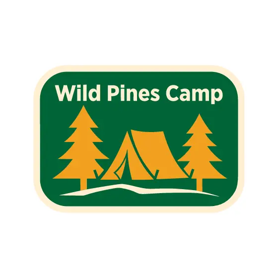 Rectangular Wild Pines Camp Mountain Badge