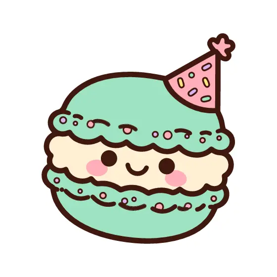 Mint Macaron Character with Party Hat