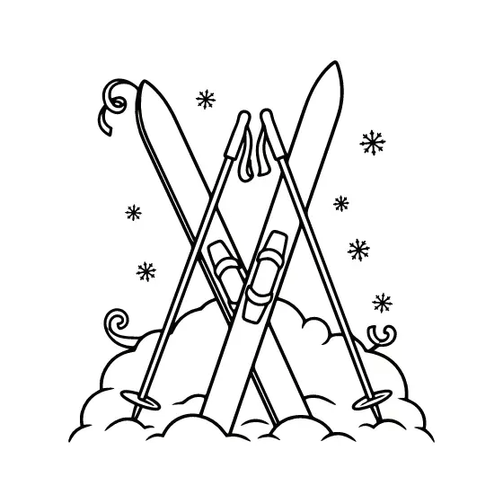 Crossed Skis With Poles in Snow