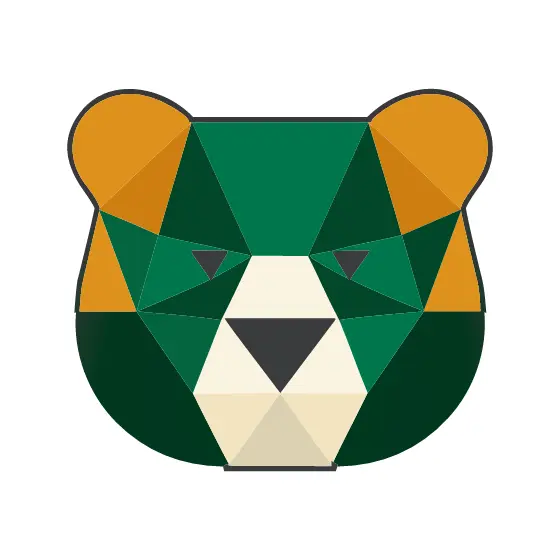 Flat Amber Bear Face Badge