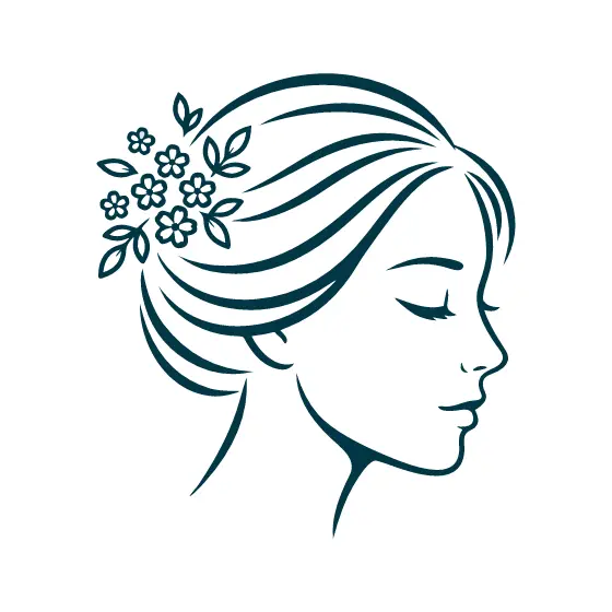 Woman Profile With Flower Hair Accent