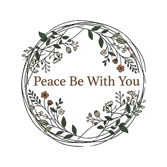 Wildflower Wreath Badge With Peace Text