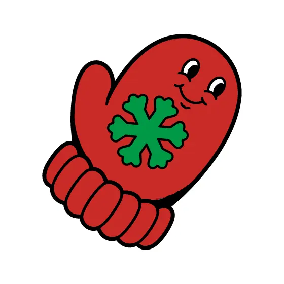 Winking Red Mitten with Snowflake