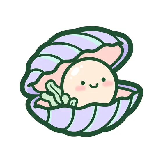 Lavender Clam With Seaweed Pearl