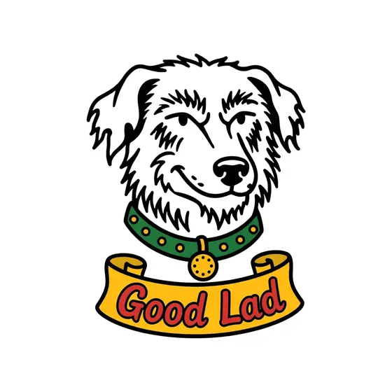 Outlined Dog Head With Yellow Banner