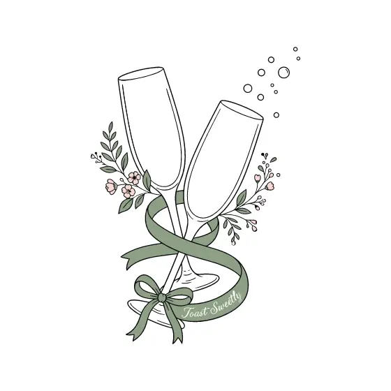 Champagne Flutes With Bow And Ribbon