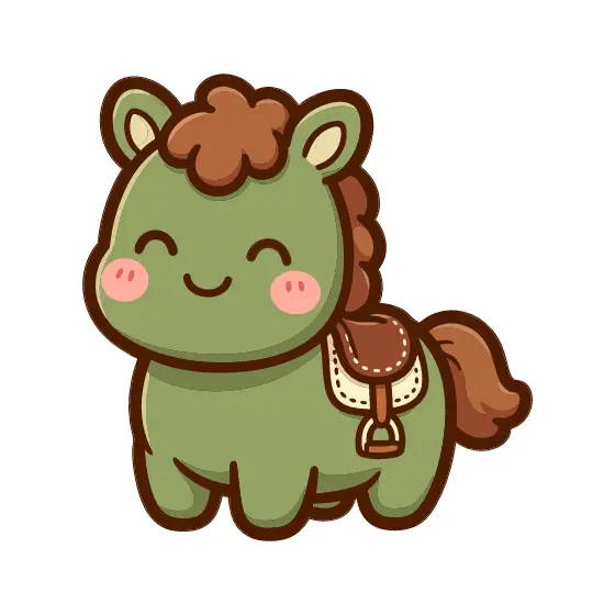 Moss Green Pony With Saddle