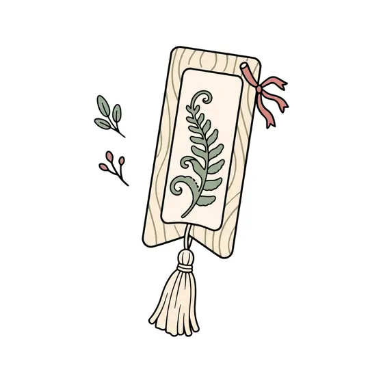 Fern Bookmark With Cream Tassel