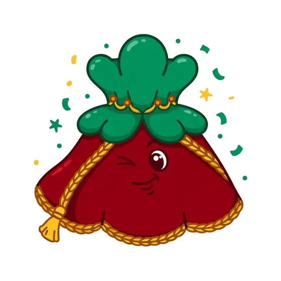 Winking Red Cape With Green Ruffle