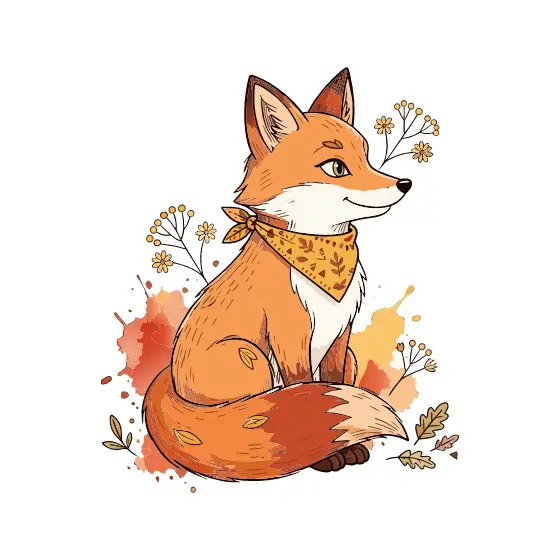 Fox Wearing Mustard Bandana