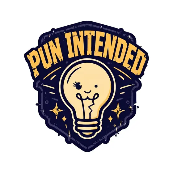 Winking Lightbulb Pun Intended Badge