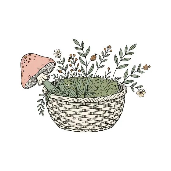 Woven Basket Tipped Mushroom Herb Mix