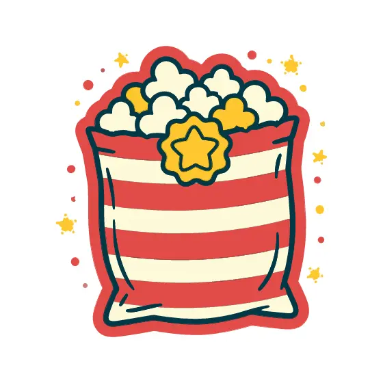 Red Striped Popcorn Bag With Star Seal